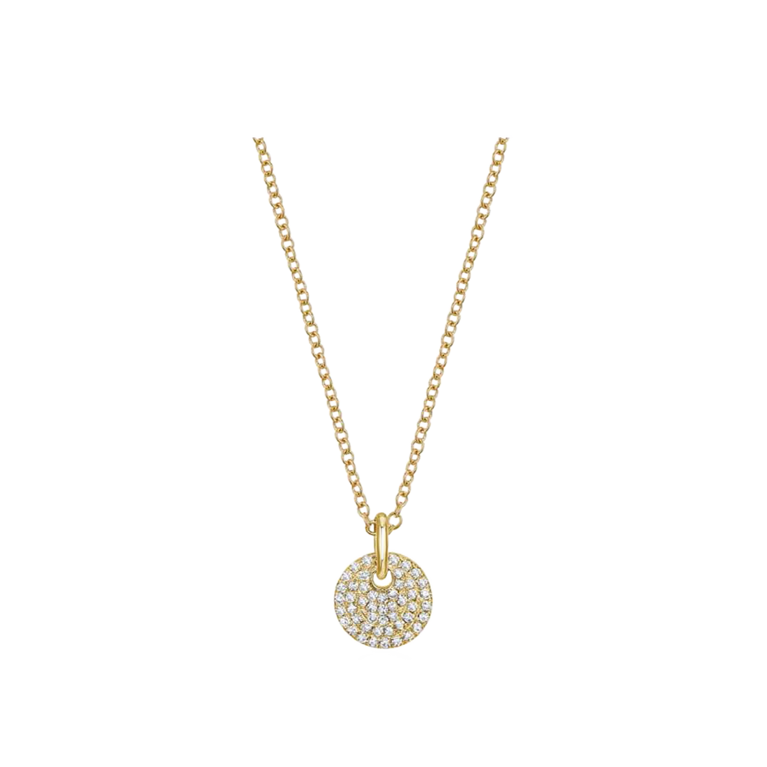 Gold Pendant Necklace with Round Pave Diamonds