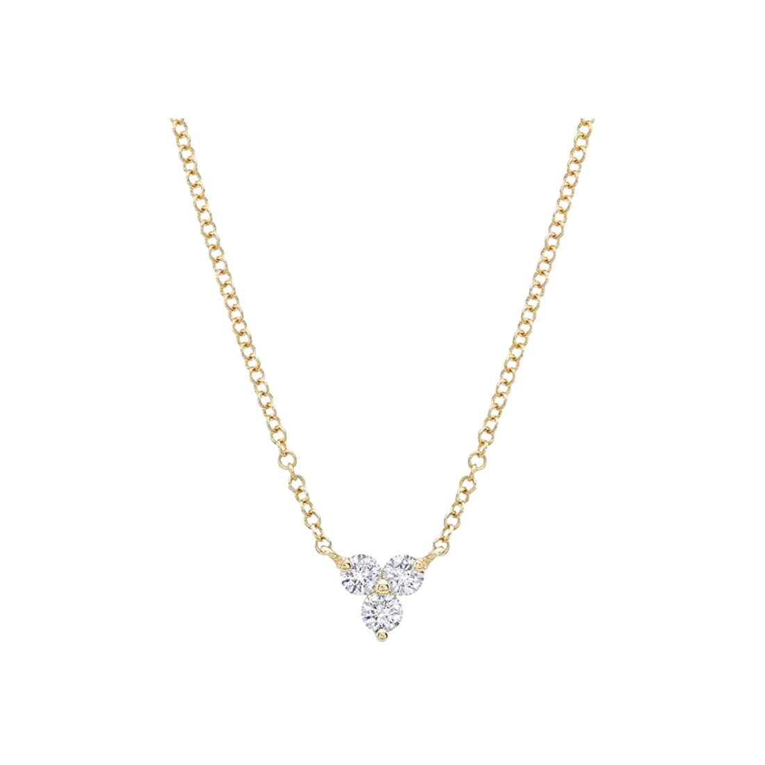 Gold Necklace with Bezel Trio Diamonds