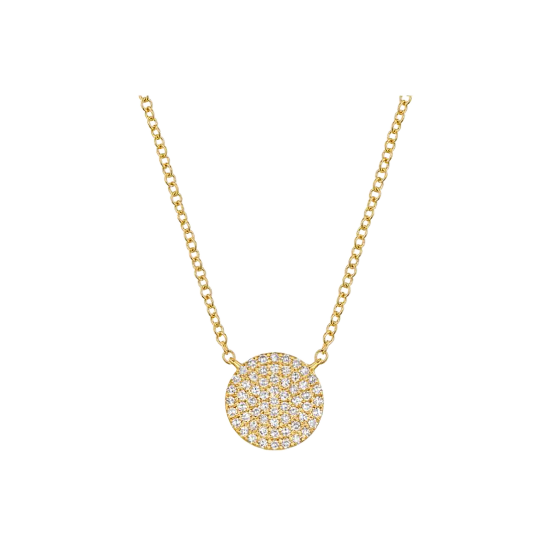 Sophisticated Gold Round Necklace with Pave Diamonds