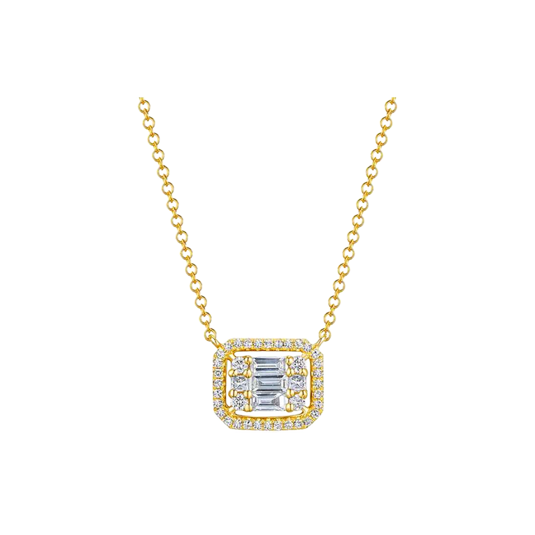 Exclusively Yours Diamond Mosaic Pendant Gold Necklace