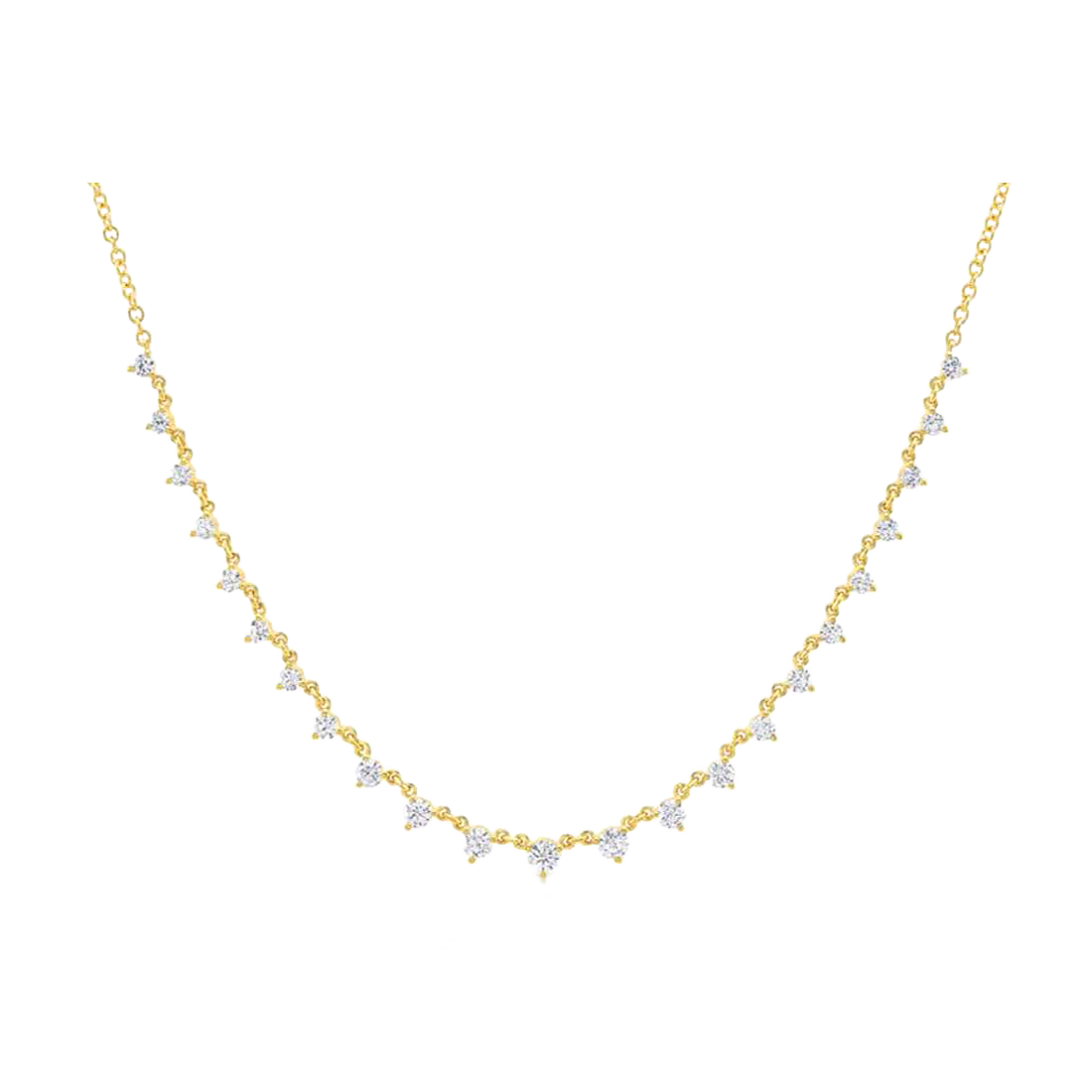 Gold Tennis Necklace with Sparkling Bezel Diamonds