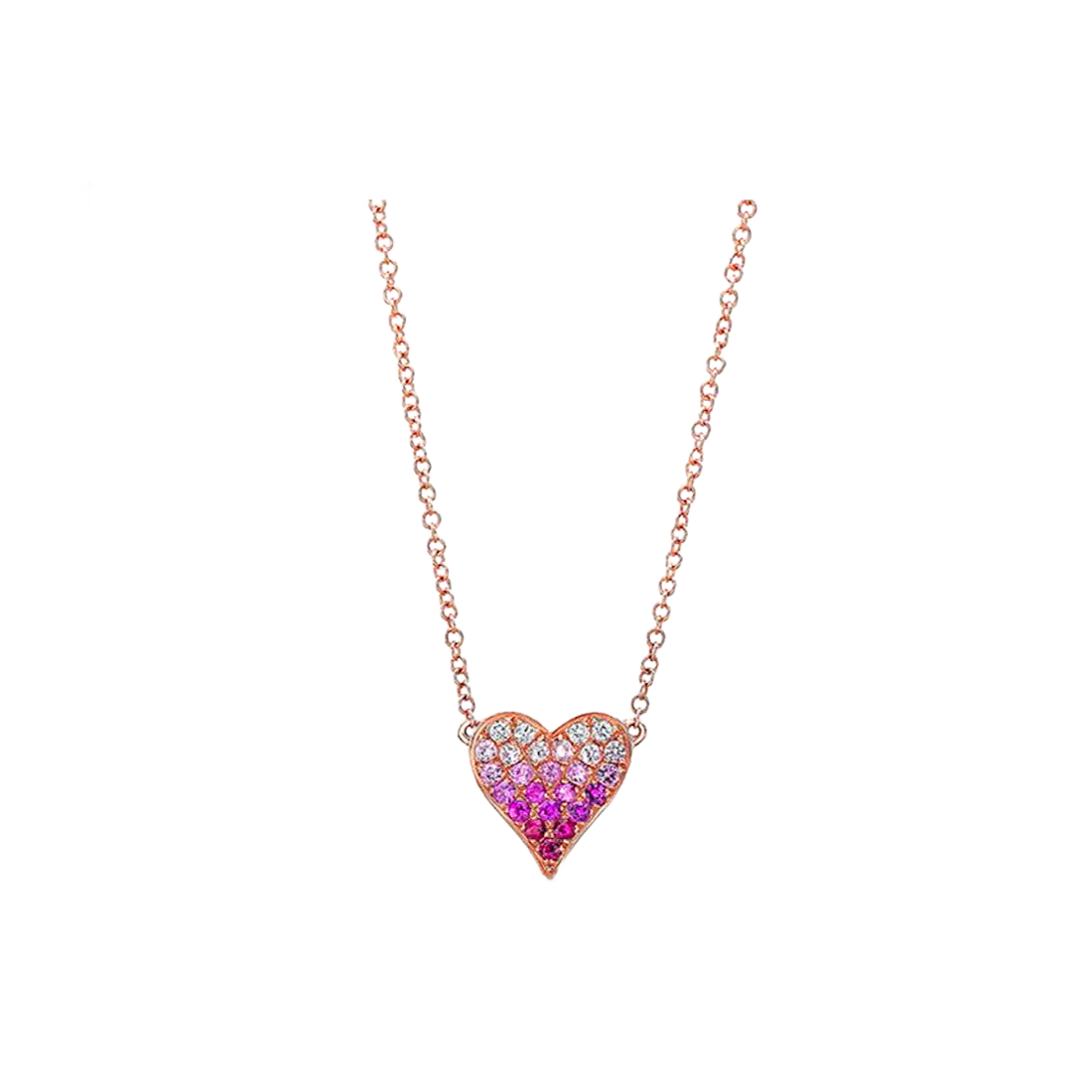 Gold Necklace with Mini Pink Ombre Heart Pendant