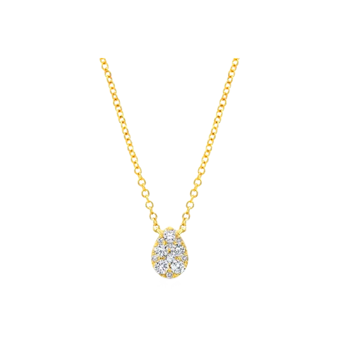 Gold Necklace with Pear-Shaped Pave Diamonds