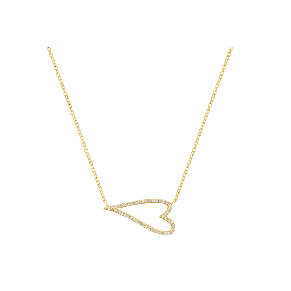Diamond Horizontal Open Heart Gold Necklace