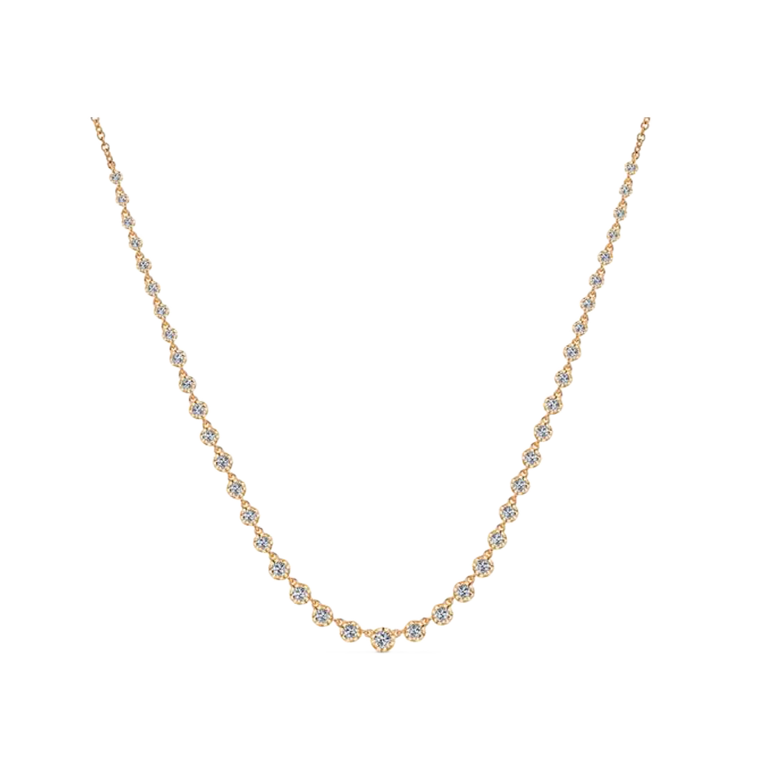 Gold Tennis Necklace with Bezel-Set Diamonds
