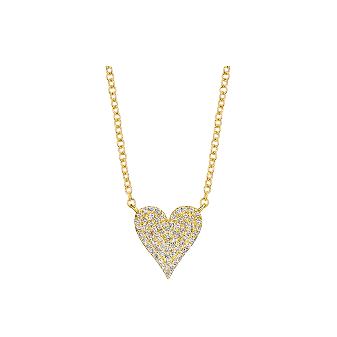Elegant Gold Necklace with Pave Heart Diamond