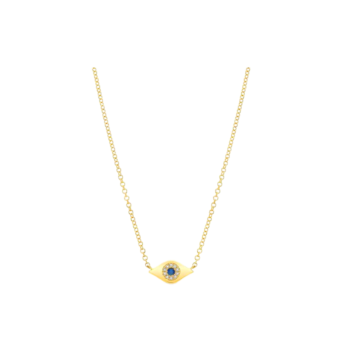Gold Necklace with Evil Eye Pave-Set Diamonds
