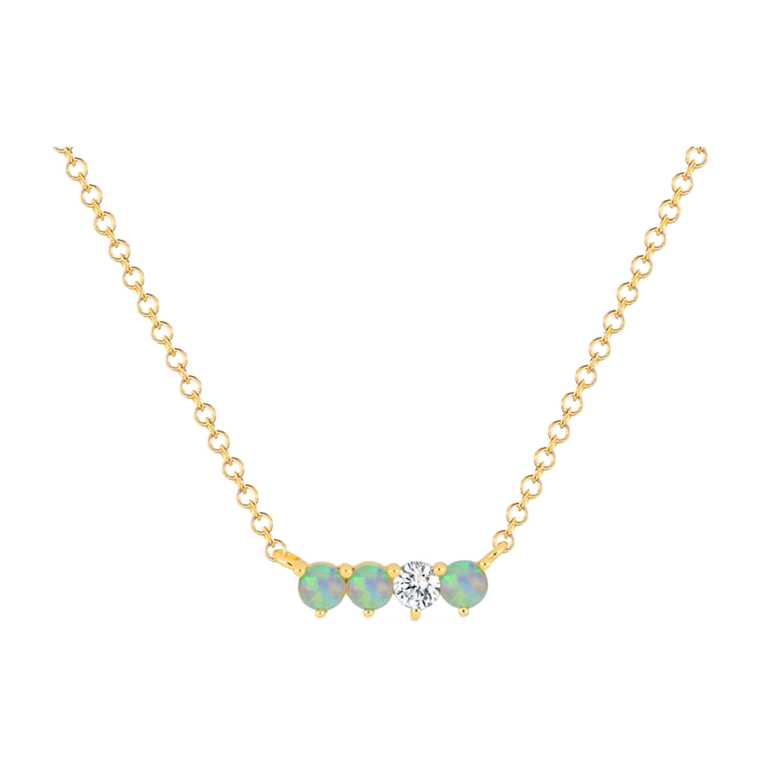 Green Opal Gold Necklace with Bezel Diamond