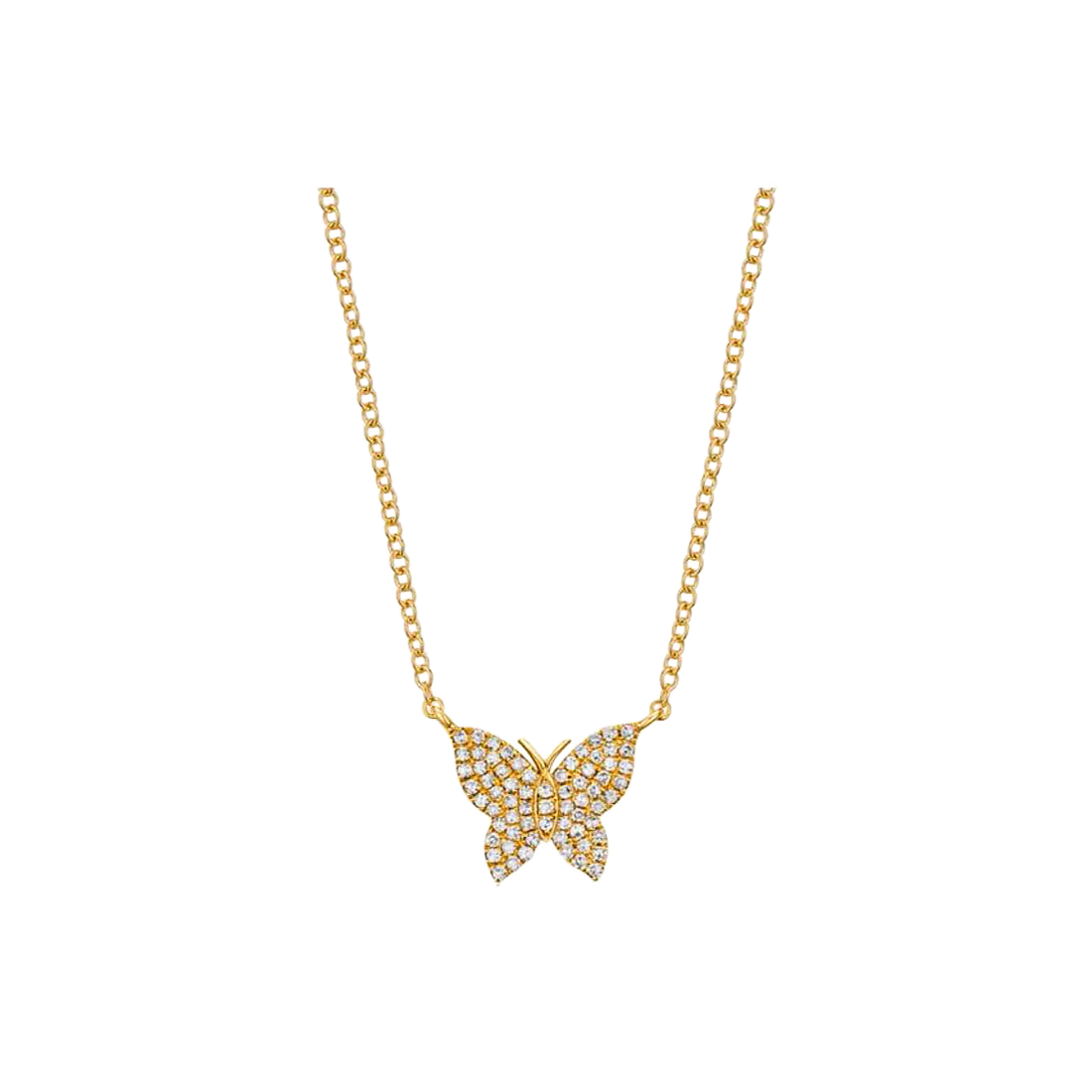Gold Necklace with Pave Butterfly Diamond