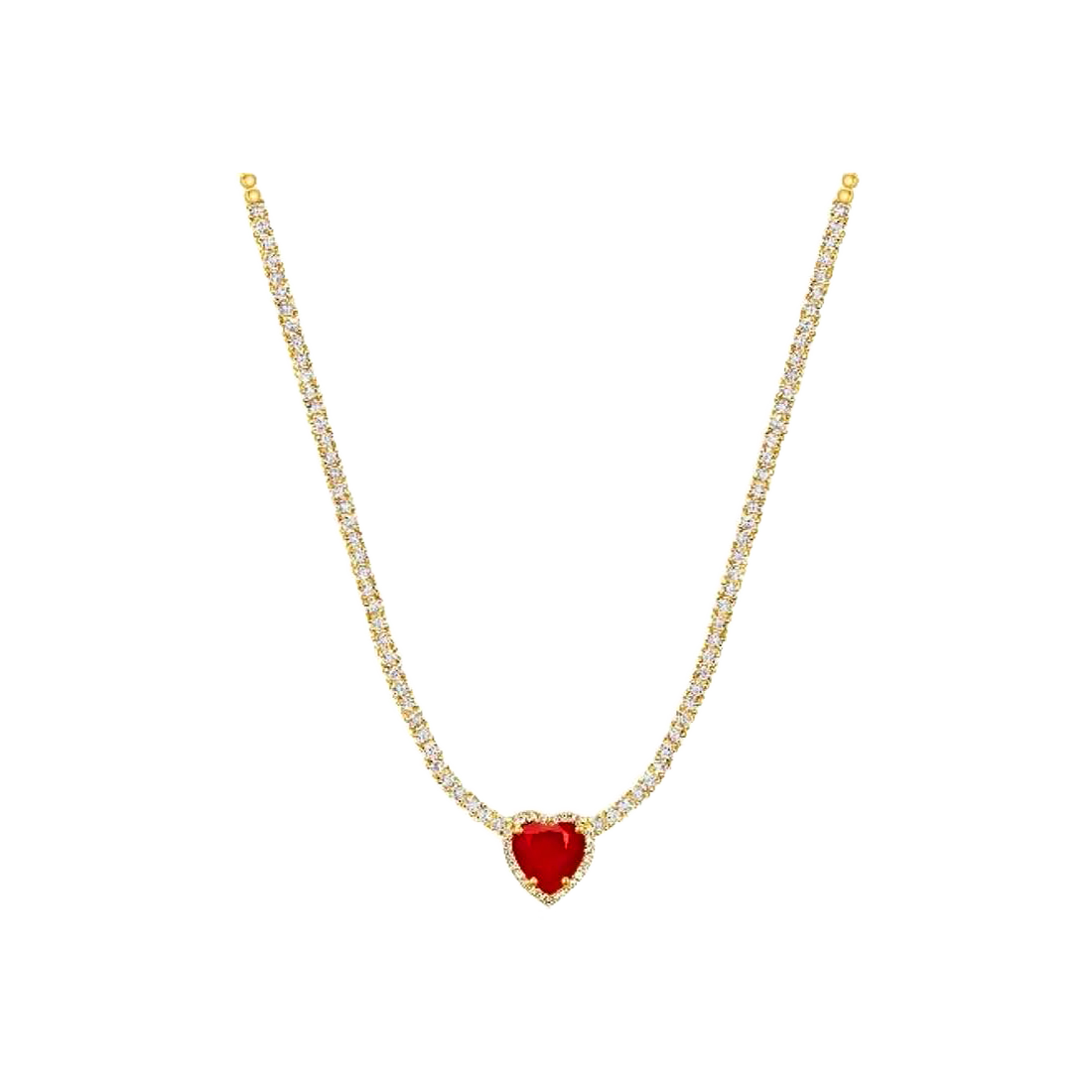 Exclusively Yours Gold Necklace with red heart