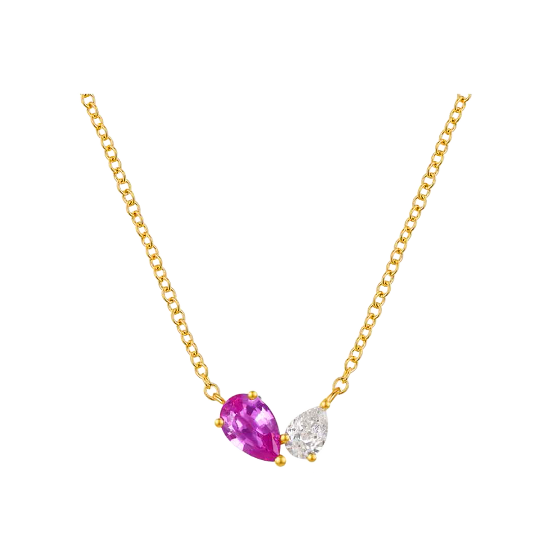 Gold Necklace with Purplish Pink Sapphire