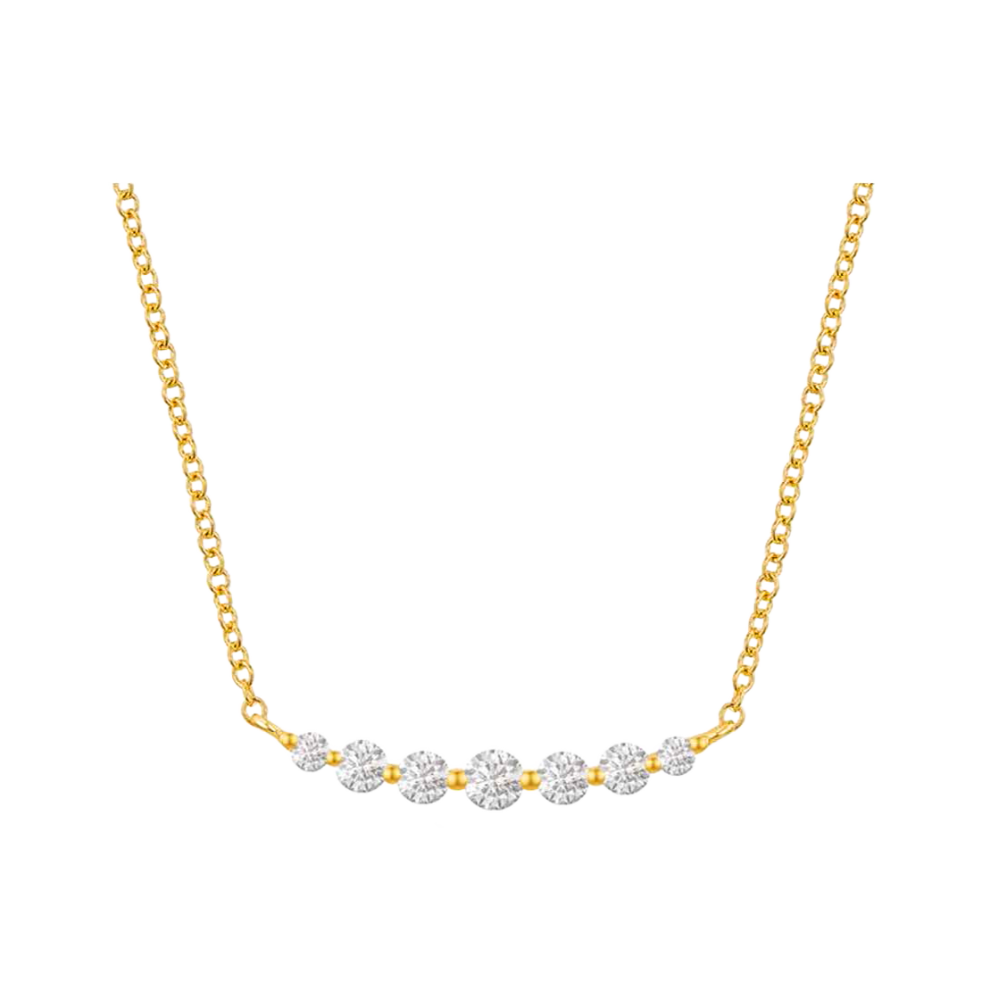 Gold Bar Necklace with Bezel-Set Diamonds