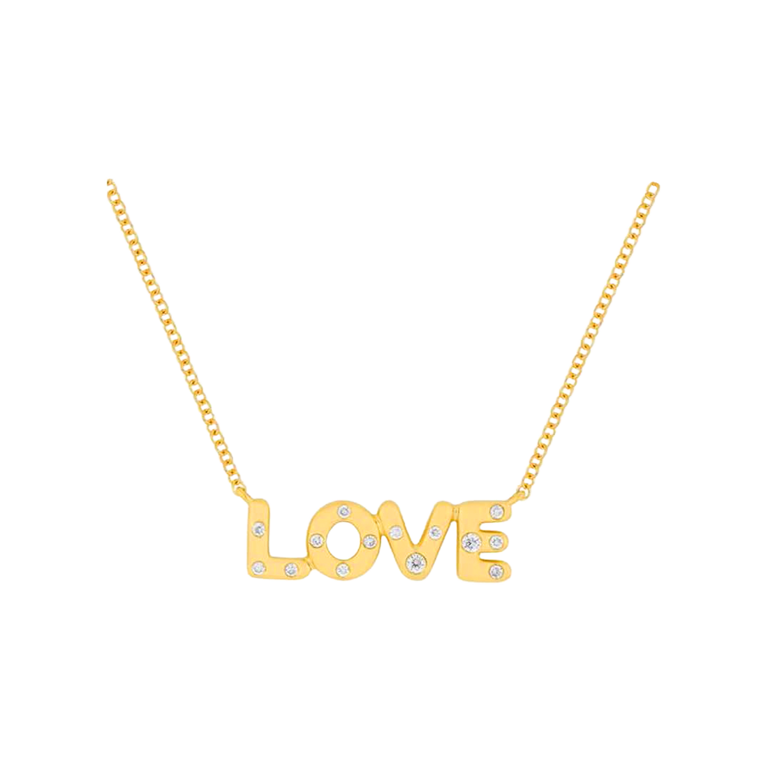 Gold Necklace with Love-Plated Diamonds
