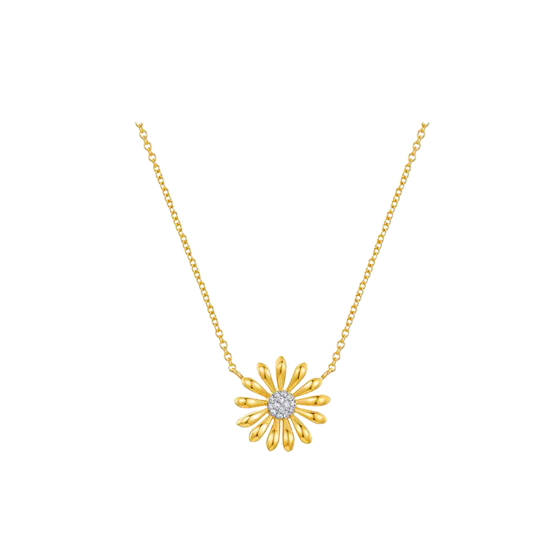 Gold Necklace with Flower-Plated Diamonds