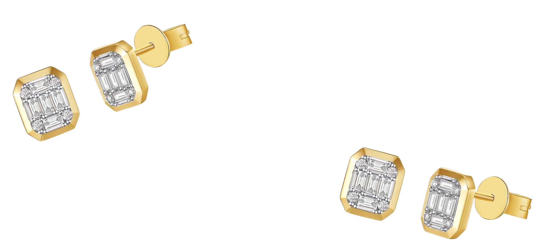 Gold Triangle Earrings with Bezel-Set Diamonds